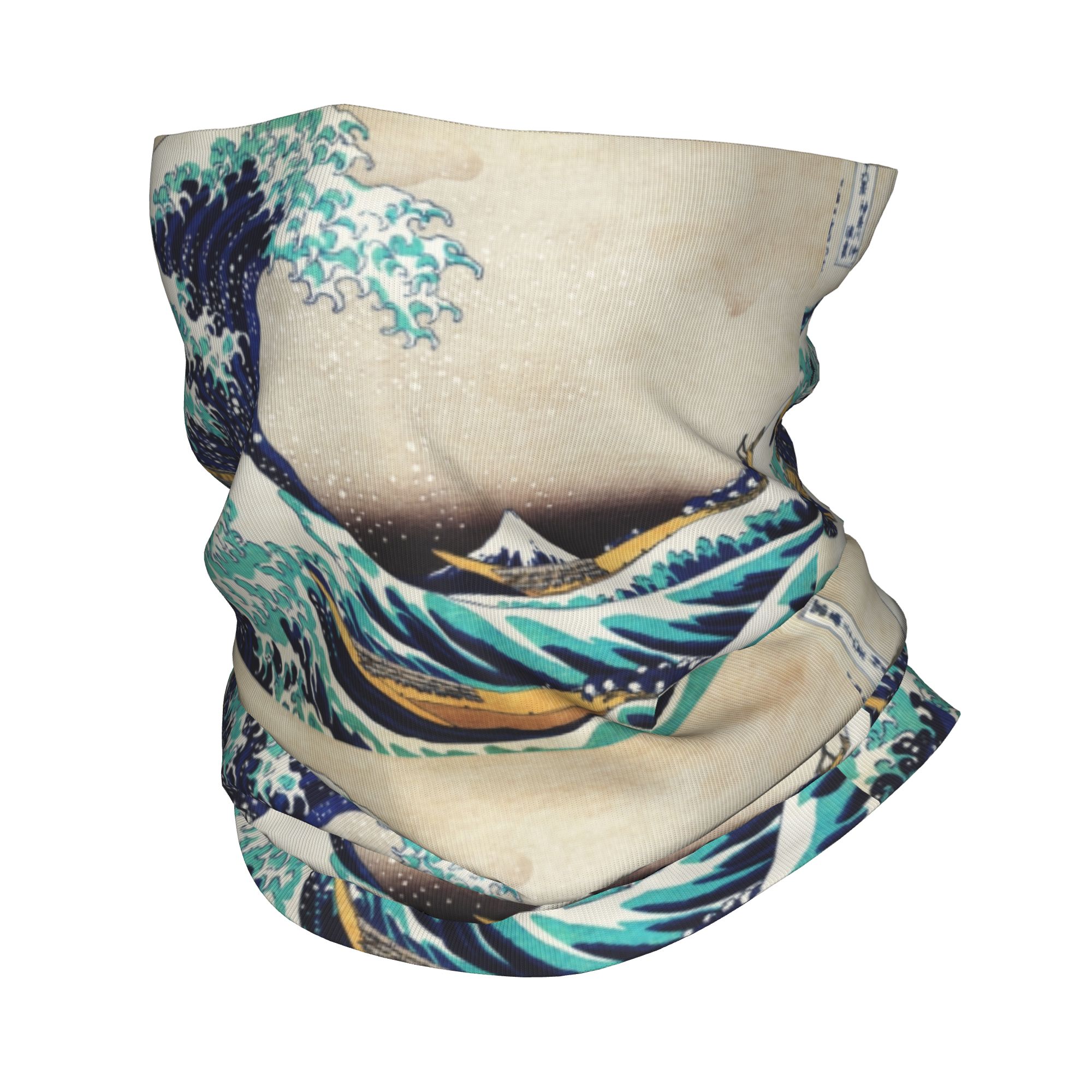 Neck Gaiter Fleece - ผ้าพันคอคลุมหน้าและคอสำหรับฤดูหนาวลายคลื่นใหญ่คานาเกะวา สำหรับผู้หญิงและผู้ชาย เหมาะสำหรับการเดินป่า ล่าสัตว์ ผ้าพันคอแบบท่อ ผ้าคลุมหน้า
