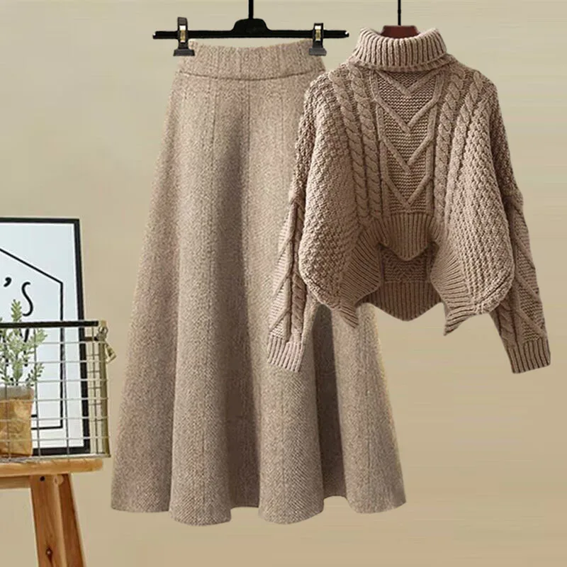 Winter Clothing Kit - 2025 ใหม่ผู้หญิงโปโล/เต่าคอถักเสื้อกันหนาว 2 ชิ้นชุดกระโปรงกระชับสัดส่วนCrossbody Design Sensibilityสําหรับฤดูใบไม้ร่วง/ฤดูหนาวชุดWo