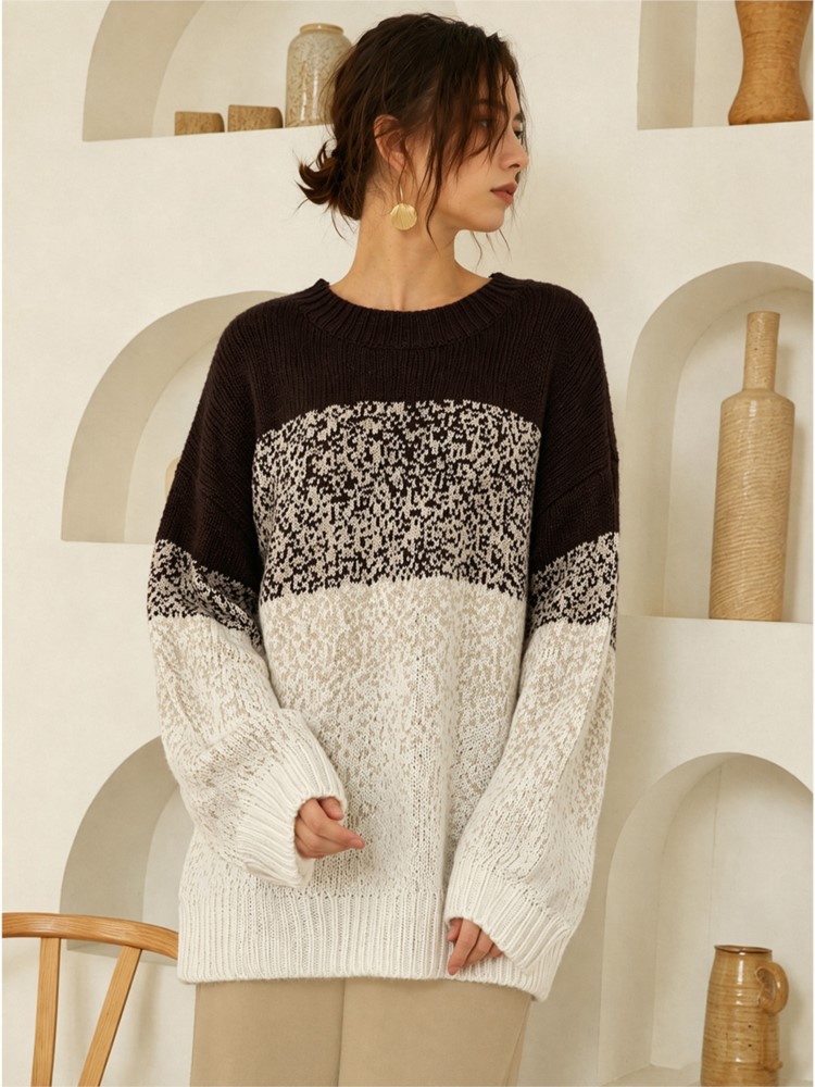Winter Clothing Plus Size - เสื้อสเวตเตอร์ถักไหมพรมแขนยาวสำหรับผู้หญิงไซส์ใหญ่ สไตล์ลำลอง ใส่สบาย เหมาะสำหรับฤดูหนาว เสื้อยืดหลวมๆ สไตล์สปอร์ต