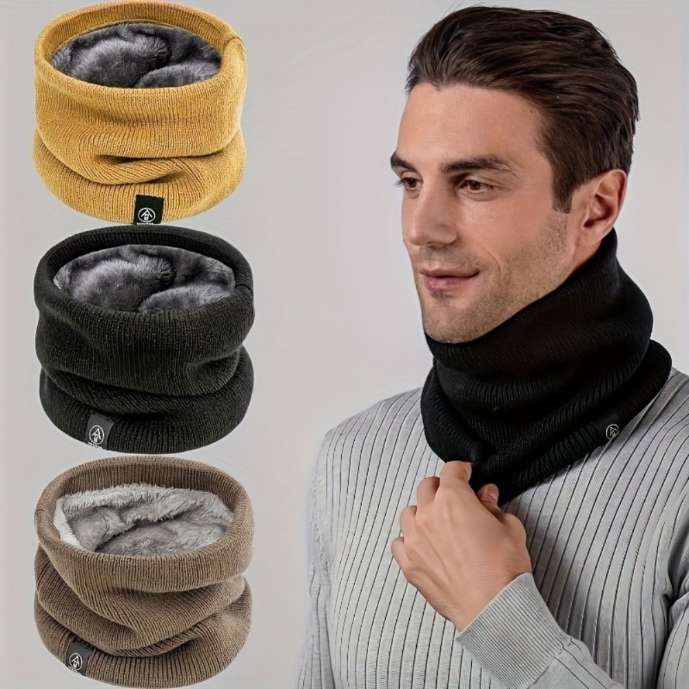 Neck Gaiter Fleece - ผ้าพันคอไหมพรมกันหนาวสำหรับผู้ชาย บุด้วยผ้าฟลีซให้ความอบอุ่น ผ้าพันคอแบบวงกลมหนานุ่มสำหรับใช้กลางแจ้งในสภาพอากาศหนาวเย็น