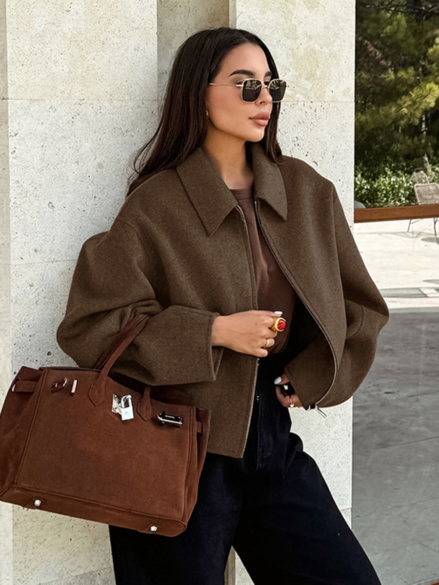 Winter Clothing Colors 2026 - ฤดูใบไม้ผลิฤดูใบไม้ร่วง 2026 เสื้อแจ็คเก็ตผู้หญิงซอฟท์โซลิดโอ-เนคซิปกระเป๋าคู่เสื้อโค้ทสั้นเสื้อผ้าผู้หญิงหญิงหลายสี 63993