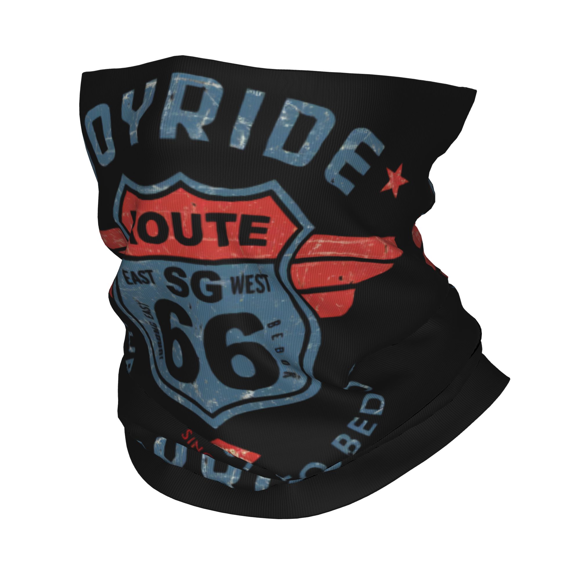 Neck Gaiter Fleece - ผ้าพันคอป้องกันรังสียูวีสำหรับผู้ชายและผู้หญิง รุ่น Motorcycle Ride Route 66