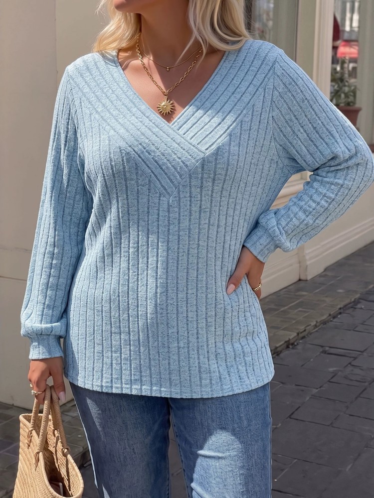 Winter Clothing Plus Size - เสื้อสเวตเตอร์ถักแขนยาวลำลองสำหรับผู้หญิงไซส์ใหญ่ L-3XL เสื้อยืดทรงหลวมสำหรับเล่นกีฬาและกิจกรรมกลางแจ้ง เสื้อผ้าผู้หญิงไซส์ใหญ่