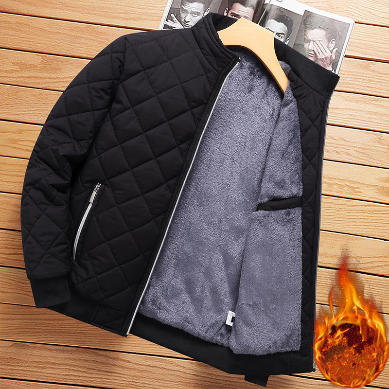 Winter Clothing Colors 2026 - แจ็คเก็ตบอมเบอร์ฤดูใบไม้ร่วง-ฤดูหนาว 2026 สำหรับผู้ชาย ลายเพชร ซับในขนแกะ แจ็คเก็ตลำลอง