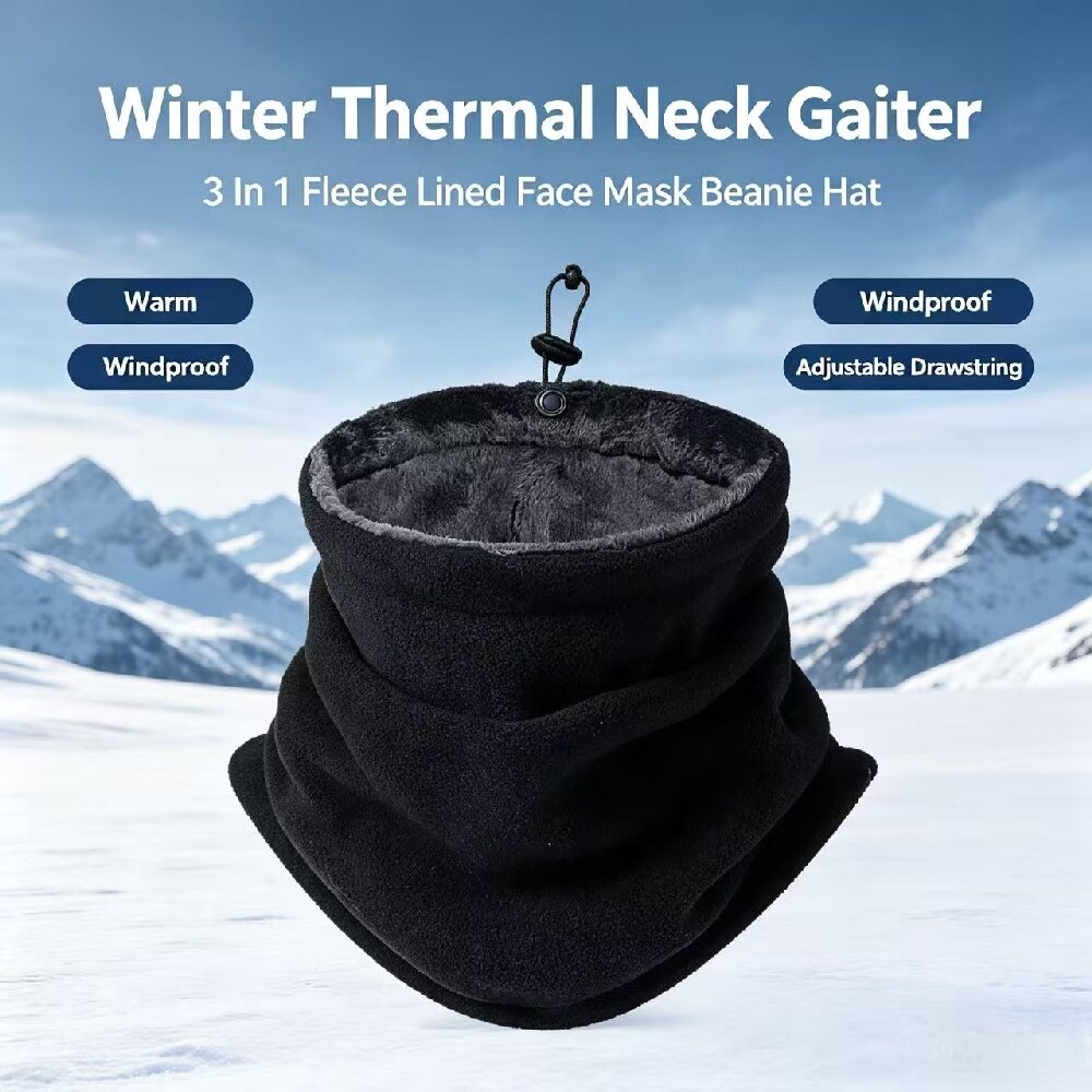 Neck Gaiter Fleece - หน้ากากกันหนาวสำหรับมอเตอร์ไซค์ฤดูหนาว สำหรับผู้ชายและผู้หญิง ผ้าฟลีซกันลม ผ้าพันคออุ่นสำหรับกิจกรรมกลางแจ้ง แคมป์ปิ้ง เดินป่า